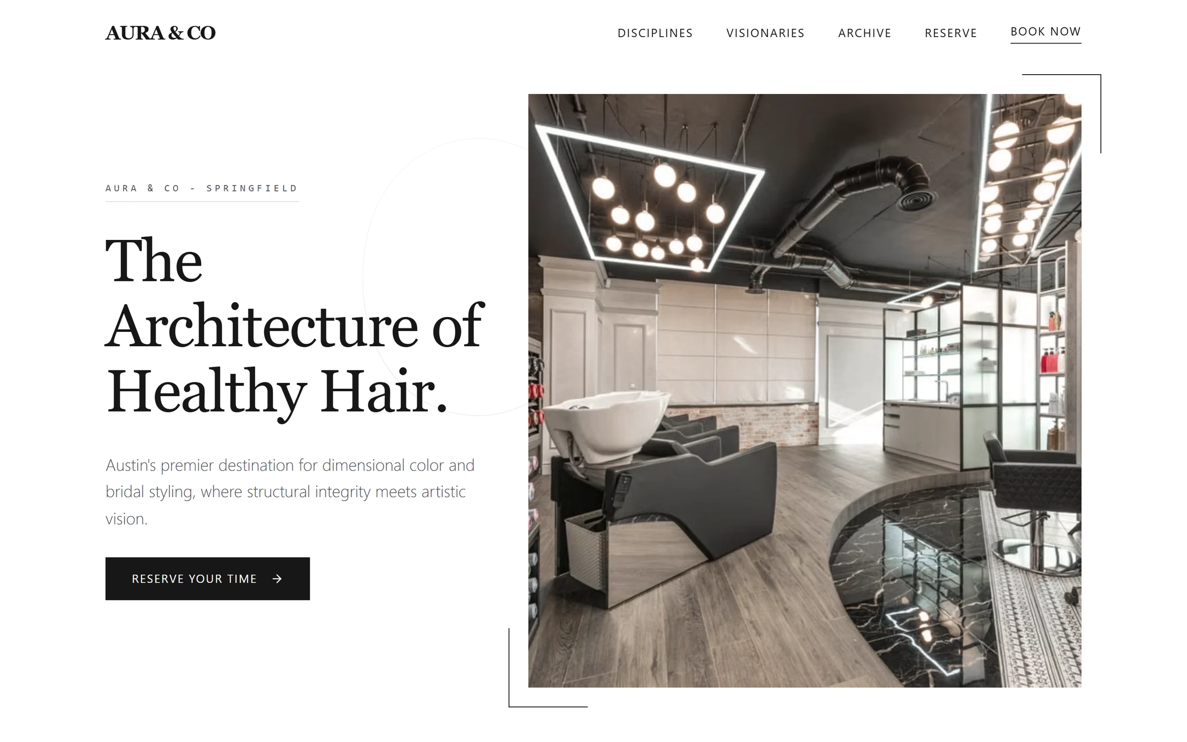 A hair salon site, built from a short description of the business.