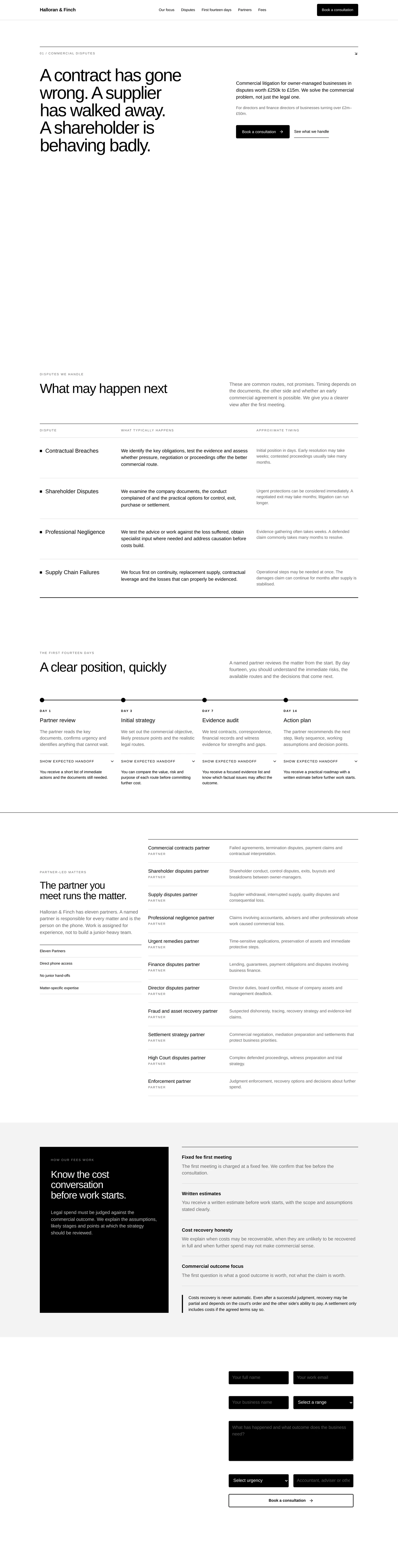 A generated law firm site laid out on a strict white grid