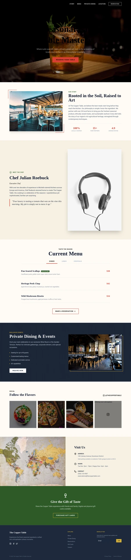 A generated restaurant site in a traditional luxury style